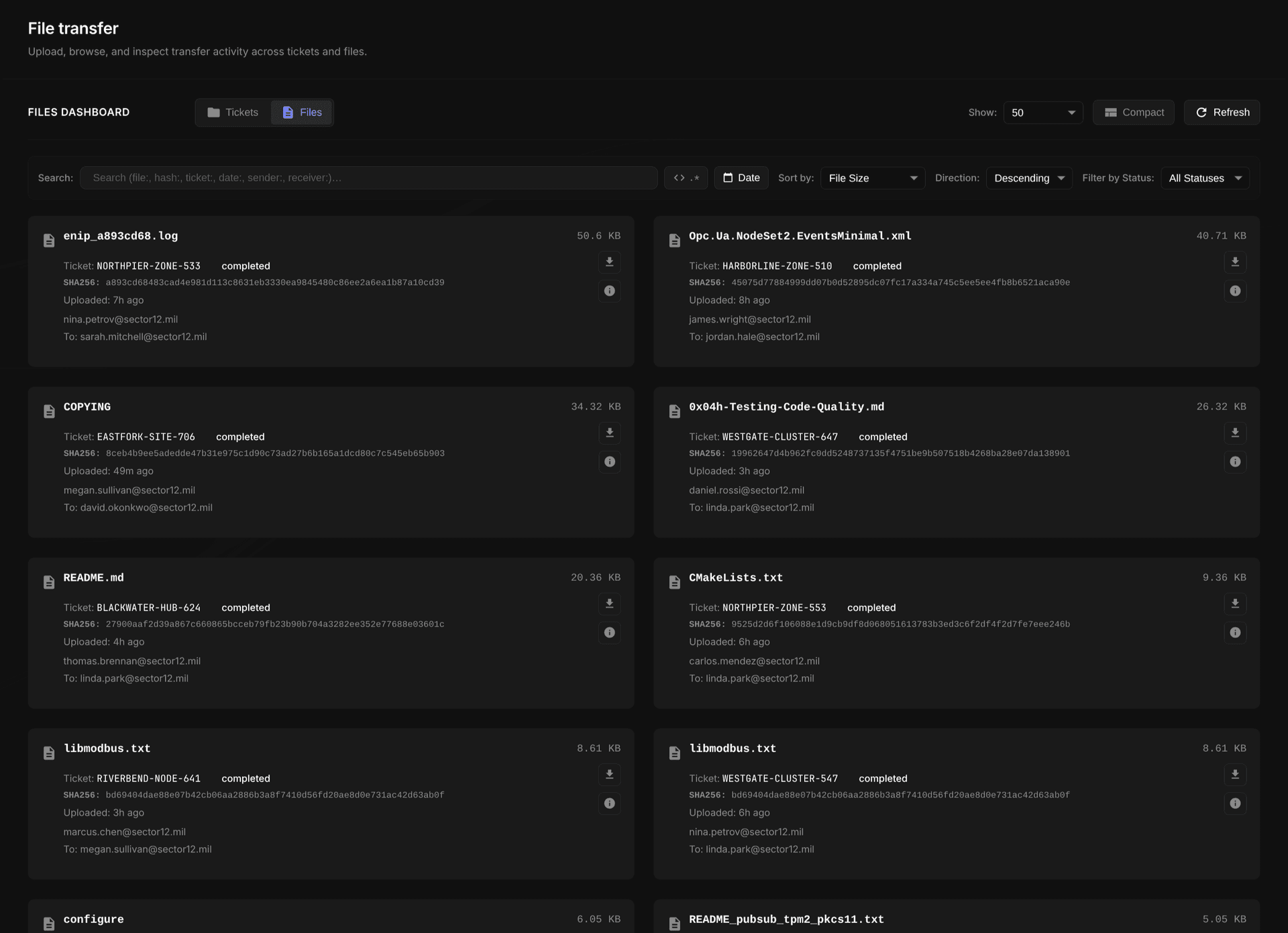 Lattice file transfer files view
